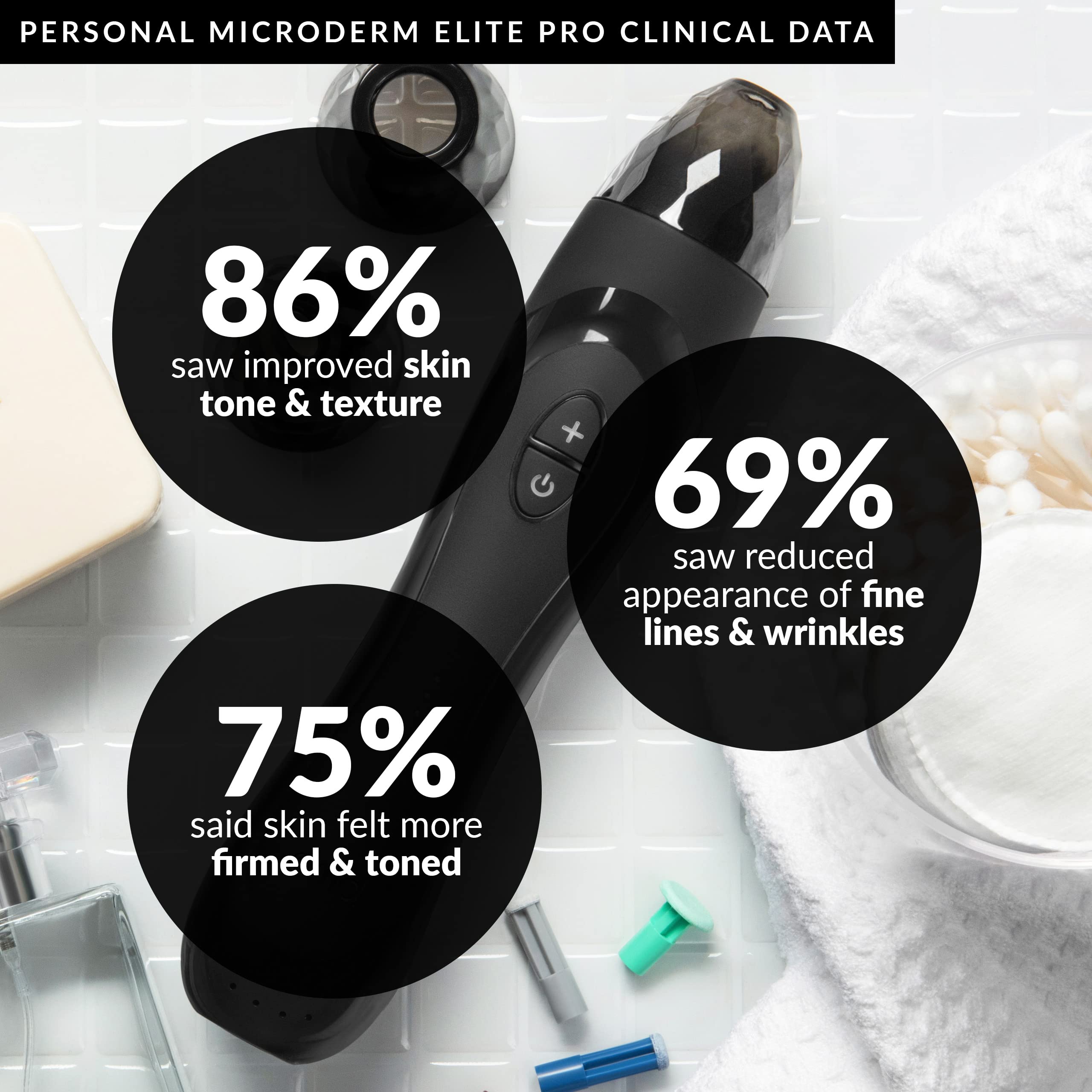 PMD Personal Microderm Elite Pro - Revolutionary At-Home Microdermabrasion Device - Black